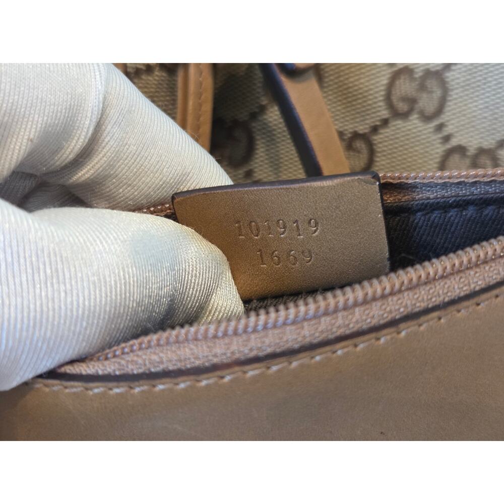 Gucci GG Canvas Supreme Tote Bag w/ Pouch Beige Brown Leather Shoulder - Picture 12 of 15